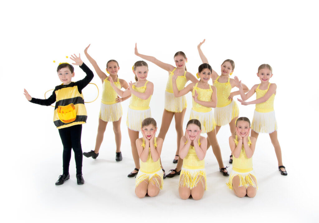 Level One Combo dressed in yellow and our male dancer as a bumble bee.